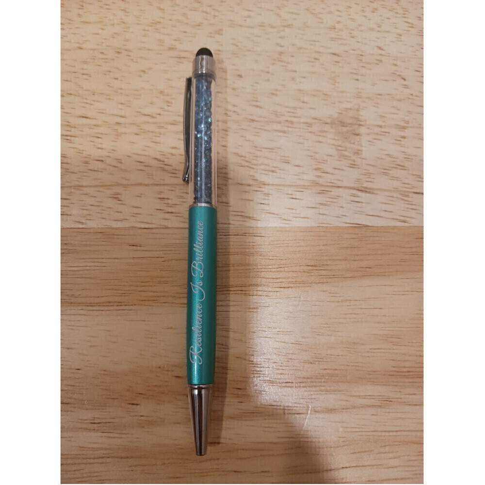 Hand Engraved Quote Pen In Teal